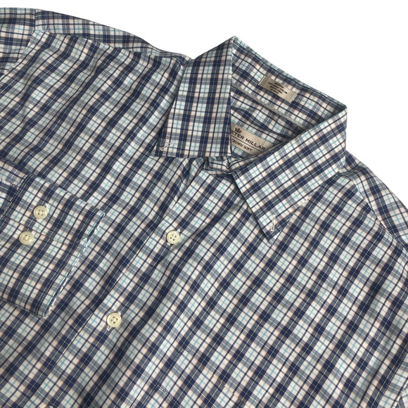 Peter Millar Other - Peter‎ Millar Men's Medium Crown Soft Blue Plaid Button Down Cotton/Silk